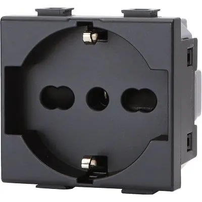 Lage Prijs PRESA SCHUKO + SICUREZZA ABM. Modello NERO VOLT 250 A 10/16 2P+T