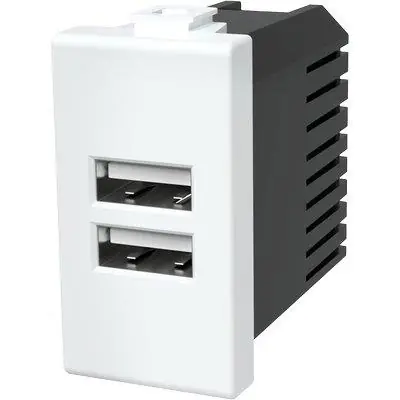 Gecertificeerd PRESA USB ABM. Modello BIANCO 2 PRESE USB VOLT 5 A 2.4