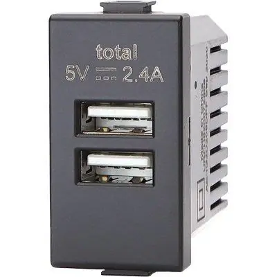 Direct Verzonden PRESA USB ABM. Modello NERO 2 PRESE USB VOLT 5 A 2.4
