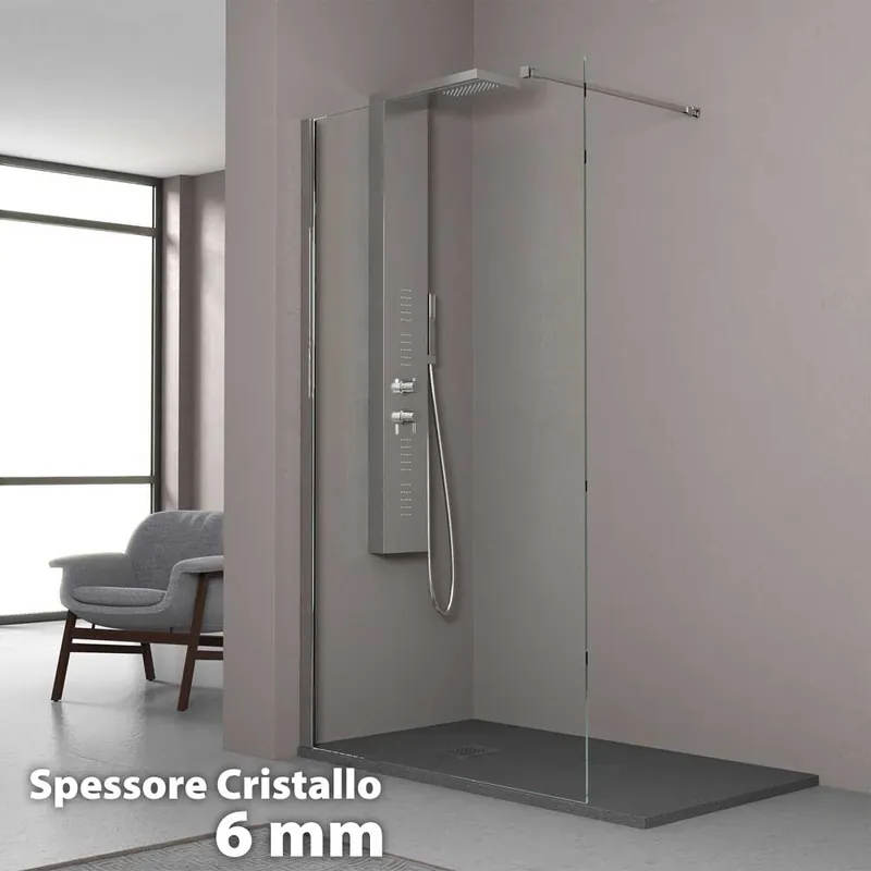 Parete Doccia Walk-In Itaca Vetro Trasparente 6mm Cromo 117,5-120cm Gecertificeerd