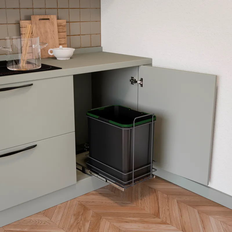 Rechtstreeks Van De Fabrikant Pattumiera per differenziata Recycle 35 L da cucina, fissaggio sul fondo ed estrazione manuale