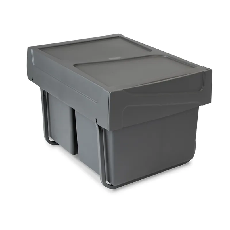 Pattumiere per raccolta differenziata per cucina, 2 x 15 L, fissaggio inferiore ed estrazione manuale Korting