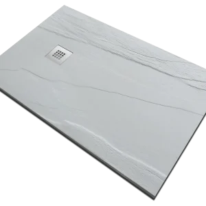 Piatto doccia 80x100 in pietra SolidStone ardesia bianco antiscivolo alto 2,8 cm Uitverkoop