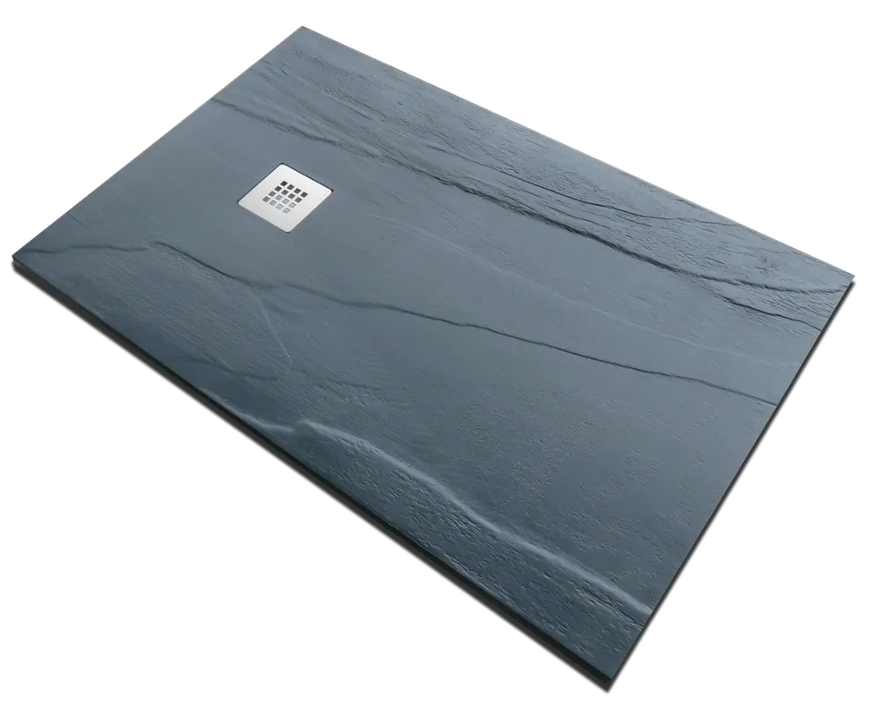 Piatto doccia 80x140 in pietra SolidStone ardesia grafite antiscivolo alto 2,8 cm Uitverkoop
