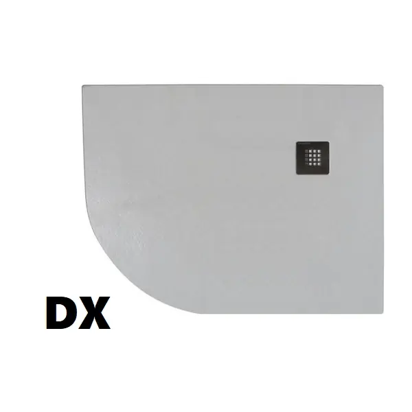 Uitverkoop Piatto doccia in pietra SolidStone circolare asimmetrico Bianco antiscivolo alto 2,8 cm