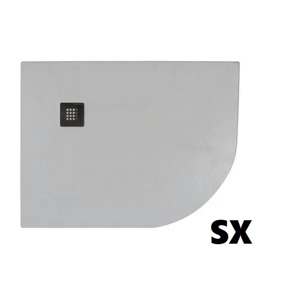 Weekendaanbieding Piatto doccia in pietra SolidStone circolare asimmetrico Bianco antiscivolo alto 2,8 cm