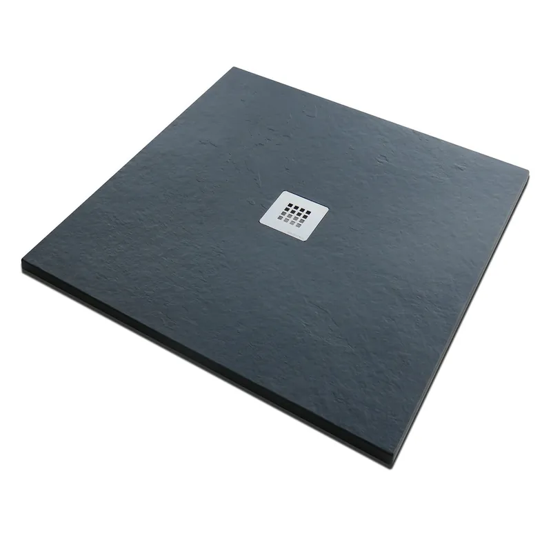 Veilige Betaling Piatto doccia 90x90 in pietra SolidStone antracite grafite nero antiscivolo alto 2,8 cm