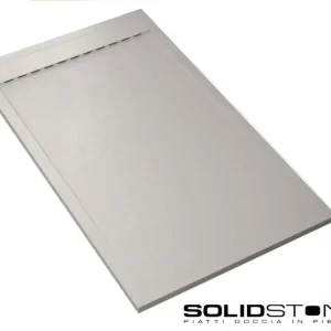 Koop Online Piatto doccia in pietra SolidStone antiscivolo alto 2,8 cm con griglia in tinta piu‘ griglia acciaio inox e piletta compresa nel prezzo. Installabile anche a filo pavimento.