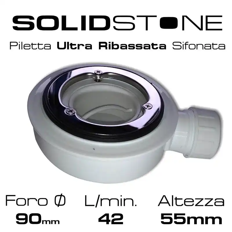 Piletta in PVC ultra flat, foro 90mm. Sifonata. Aanbieding