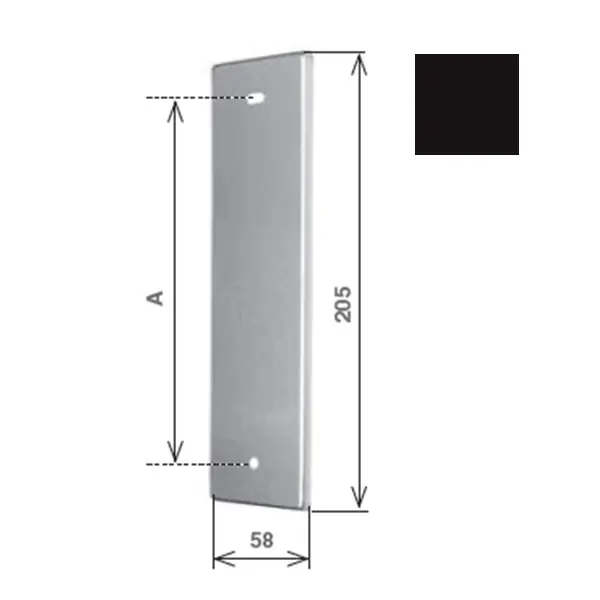 Placca cieca per avvolgitore ZENITH, finitura alluminio plastificato Nero RAL 9005, interasse A=142mm Hete Deal