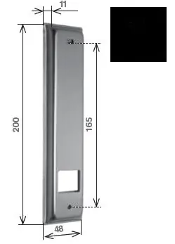 Veilige Betaling Placca larga per avvolgitore a semincasso "SP", Interasse 165mm, Finitura alluminio plastificato nero RAL 9005