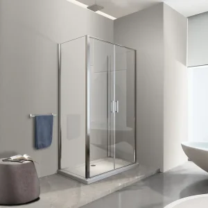 Bestseller Porta Battente Saloon + 2 Lati Fissi Box Doccia 6 Mm Cromo 2 Fisse 87,5-90 + Saloon 67-70. Misura 90x70 cm