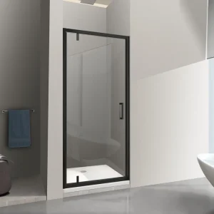 Gereduceerde Prijs Porta Doccia Battente Roto-Traslante Con Perni Asimmetrici Telaio Nero Opaco Reversibile Cm 86-89 H 200. Misura 90 cm