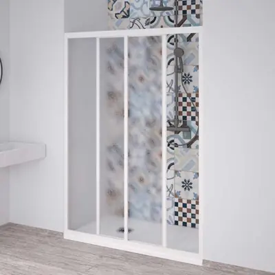 Porta Doccia 1 Fissa 1 Scorrevole Acrilico Bianco 100-110cm Ap.47 Gecertificeerd