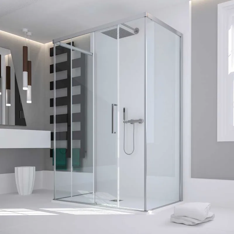 Direct Beschikbaar Porta Doccia 1 Fissa 1 Scorrevole Vetro Stampato 105.5-110cm Sx