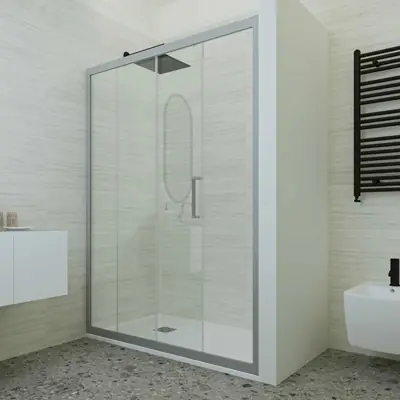 Alleen Vandaag Porta Doccia 1 Fissa + 1 Scorrevole Zeta Silver 110-120cm Ap. 52