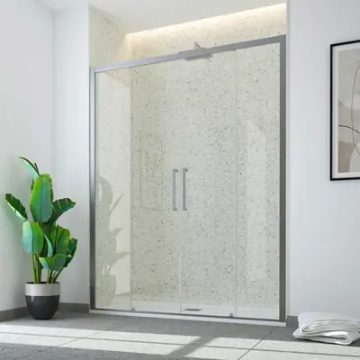 Porta Doccia Essence 2 Fisse + 2 Scorrevoli Vetro Trasparente 165-170cm Hoge Kwaliteit