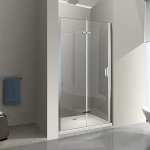 Porta box doccia con apertura a libro pieghevole a soffietto per installazione in nicchia H 190 cromo trasparente anticalcare misura 58-61,5. Misura 60 cm Laatste Versie