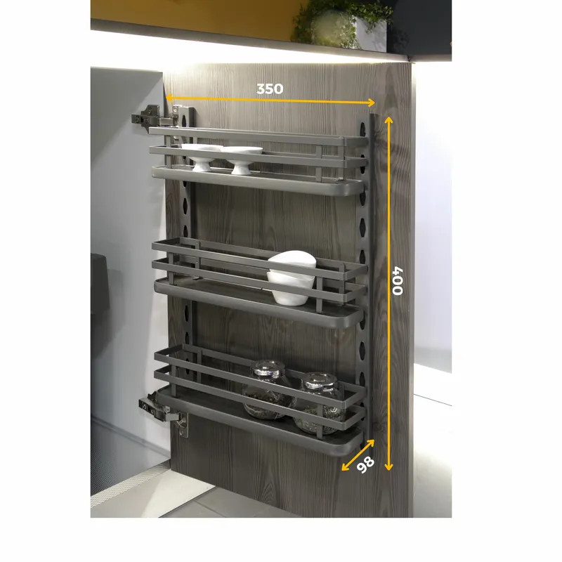 Portaspezie con 3 ripiani Titane per mobili da cucina o muro. Laatste Versie