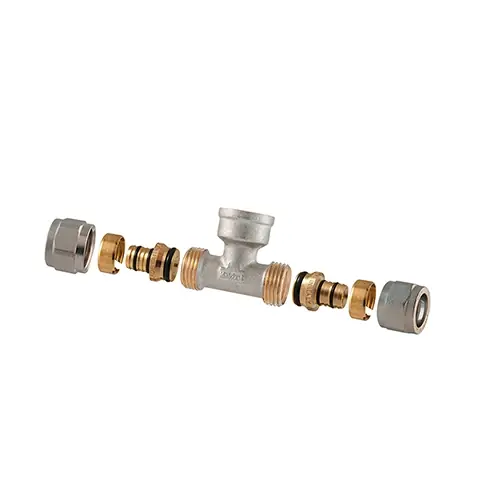 Korting RACCORDO TEE FEMMINA A COMPRESSIONE PER MULTISTRATO 2PZ ASSEMBLATO. Misura 1/2-16 x 1/2 x 1/2-16