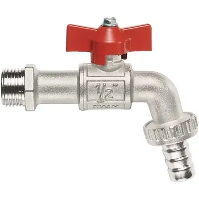 RUBINETTO A SFERA CON PORTAGOMMA A FARFALLA. Misura 3/8" (DN 10) 15 bar / 217.5psi Laatste Versie