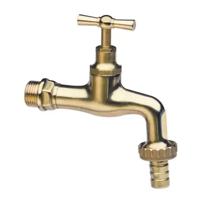 RUBINETTO PORTAGOMMA IN OTTONE LUCIDATO. Misura 1/2" (DN 15) Speciale Aanbieding