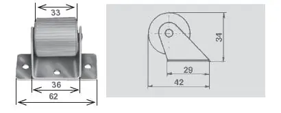 Rullino di rinvio piccolo fisso (33 mm). Dimensioni 33mm Direct Beschikbaar