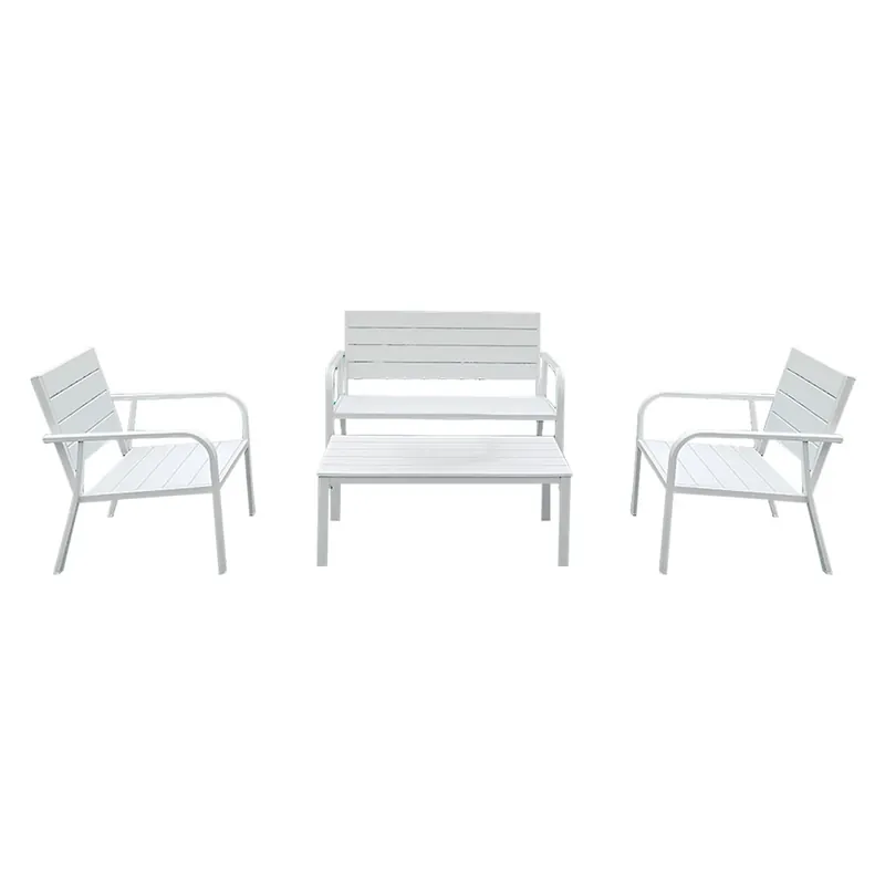 SET GIARDINO EFFETTO POLYWOOD ‘ARBUS‘ colore bianco Exclusieve Aanbieding