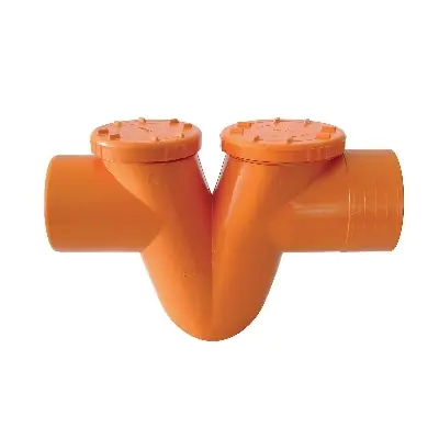 Koopje SIFONI ORIZZONTALI 2 TAPPI IN PVC ROSSO A " V ". Misura Diam. 100