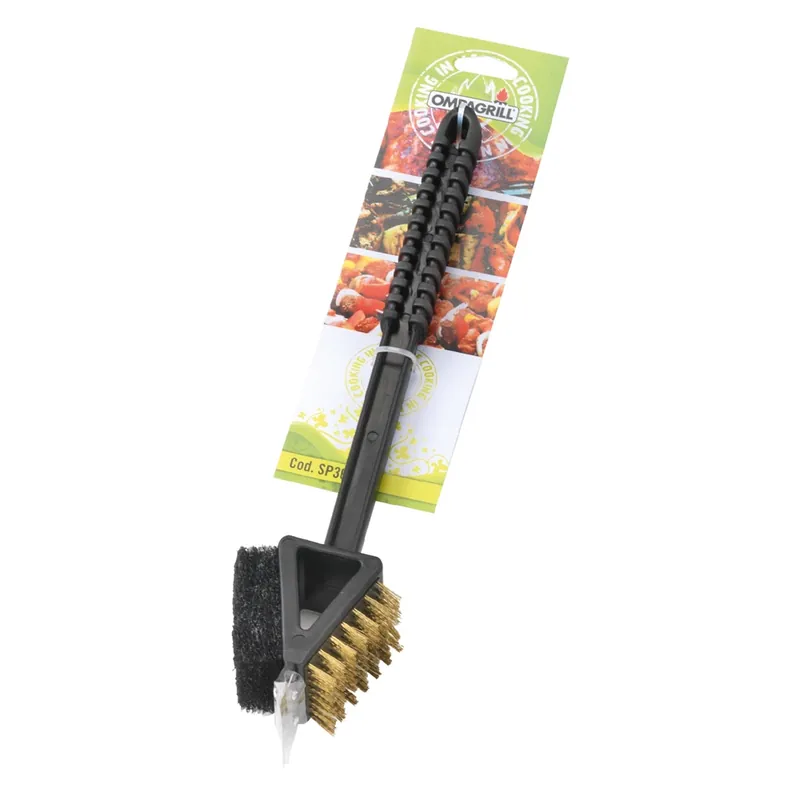 SPAZZOLA DOPPIA PER BARBECUE cm. 36 - fili color ottone Flitsaanbieding