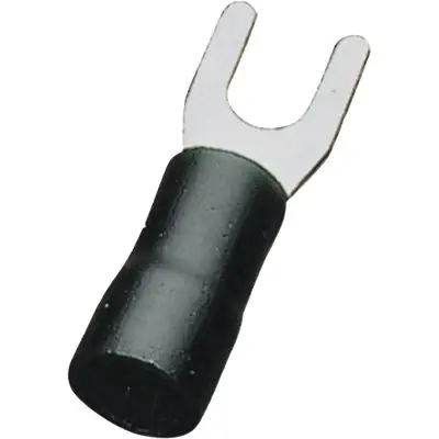 TERMINALE A FORCELLA A STRINGERE. Modello NERO X CAVO MMQ 1,5/2,5 FORO MM 6,3 CF=PZ 20 Gecertificeerd
