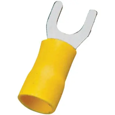 Merkproduct TERMINALE A FORCELLA A STRINGERE. Modello GIALLO X CAVO MMQ 1,5/2,5 FORO MM 6,3 CF=PZ 20