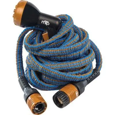 TUBO IRRIGAZIONE ESTENSIBILE WALLY ITALY. Modello MT 12,5/25 BRONZO/AZZURRO +RACCORDI+PISTOLA Finale Uitverkoop
