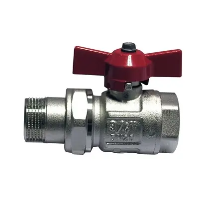 VALVOLA A SFERA MF CON BOCCHETTONE E FARFALLA LEVA ROSSA. Misura 1/2" (DN 15) 50 bar / 725 psi Flitsaanbieding