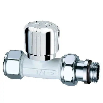 VALVOLA TERMOSTATIZZABILE DIRITTA BIANCO-CROMATA. Modello 3/8 Merkproduct
