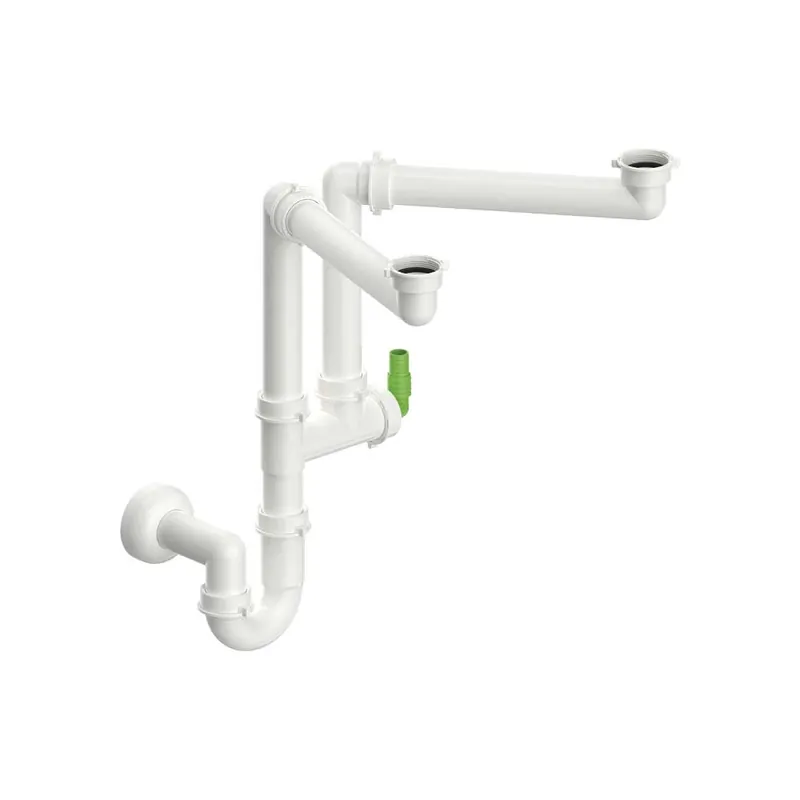 Laatste Kans Sifone Lavello Salvaspazio 2 Vie con Attacco Lavastoviglie 1 1/2 x Ø40 mm