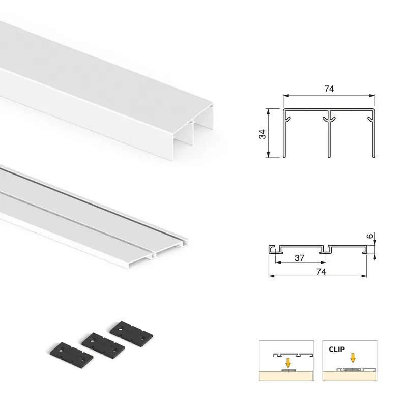 Direct Beschikbaar Sistema scorrevole per armadio 2 ante a scorrimento inferiore Placard 74 con profili Wave e chiusura soft