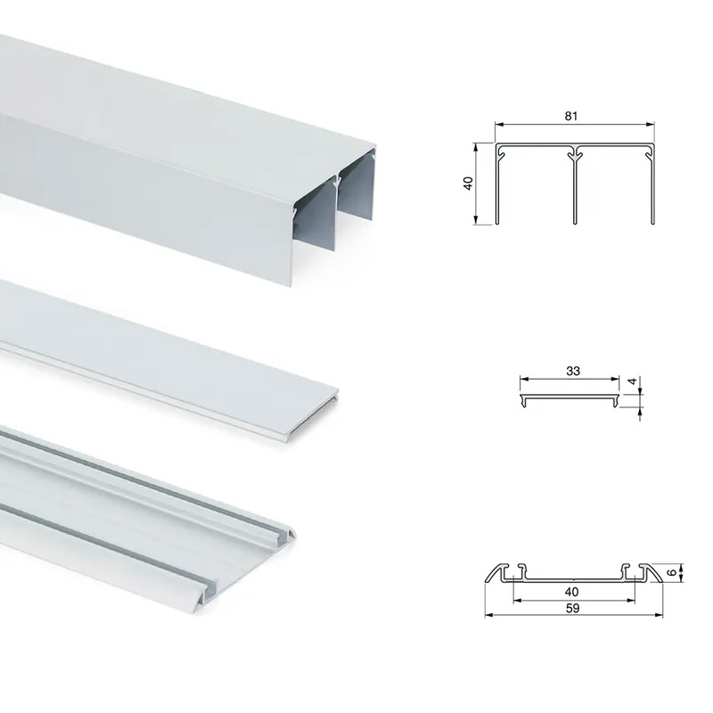 Sistema scorrevole per armadio 2 ante a scorrimento inferiore Placard con profili Sharp e chiusura soft Shop Nu