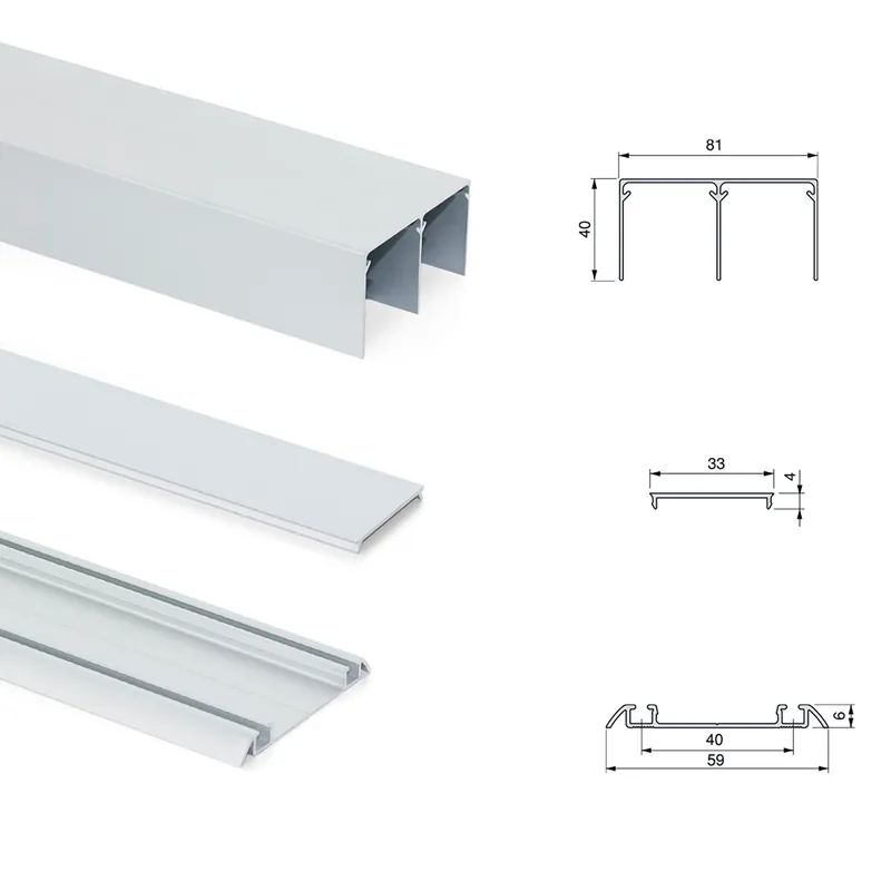 Sistema scorrevole per armadio 2 ante a scorrimento inferiore Placard con profili Wave e chiusura soft Actieprijs