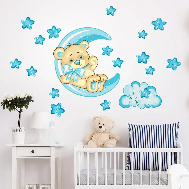 Premium Orsetto buonanotte luna (azzurro) - 40x30 cm (2 pz)