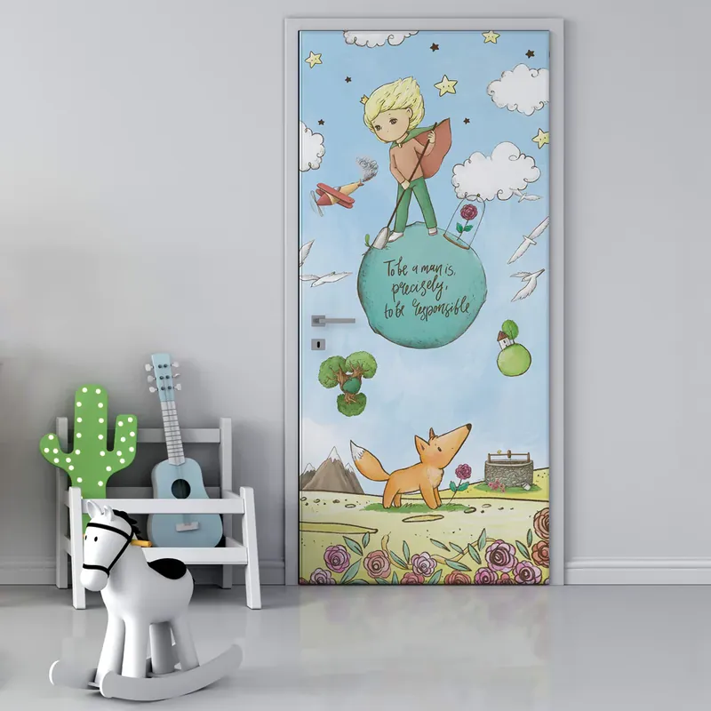 Porta Piccolo Principe e le rose - 60 cm / 200 cm Shop Nu