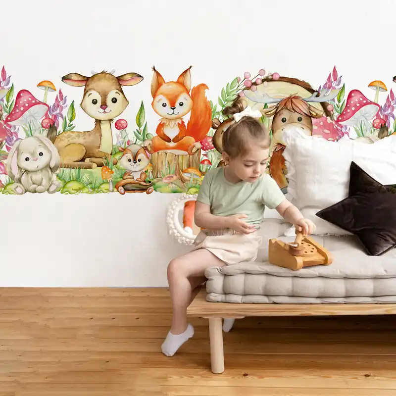 Fascia dolci animali nella foresta - 120x30 cm Op = Op