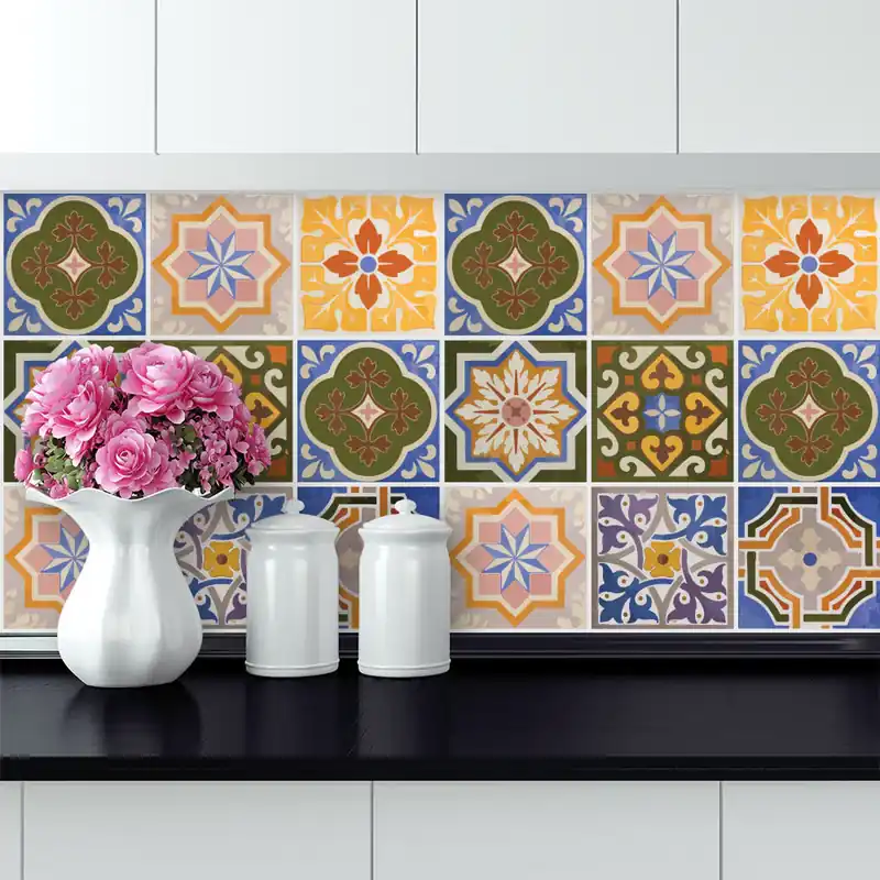 Decori forme retrò Adesivi per piastrelle - 24 piastrelle 10x10 cm Beste Prijs
