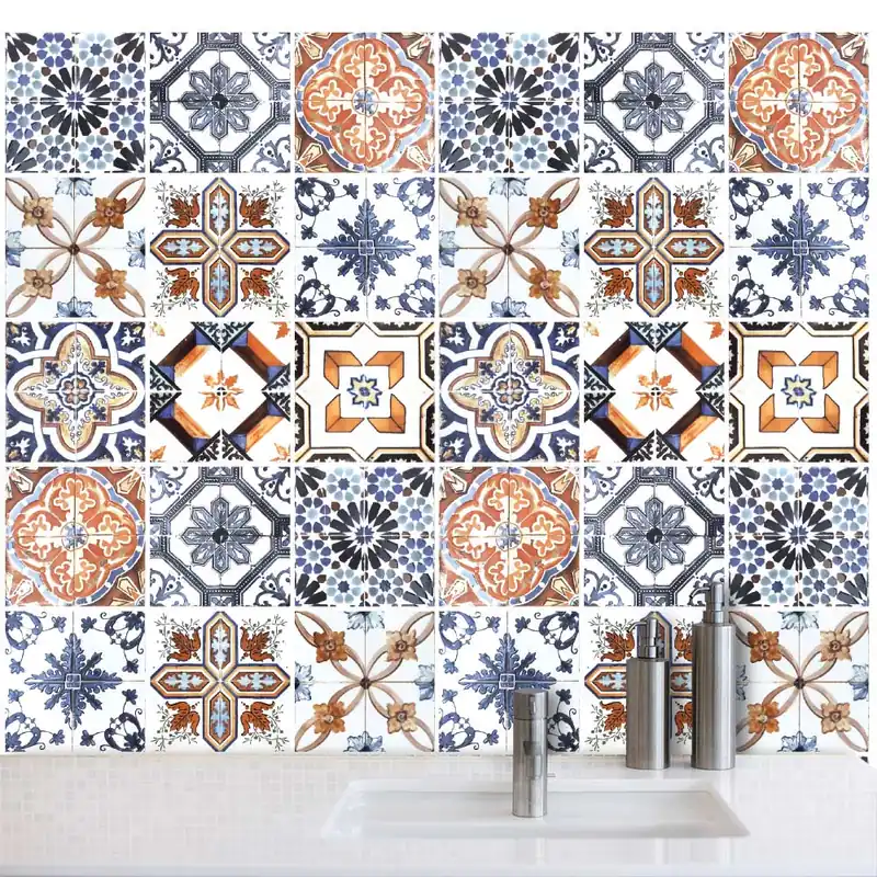 Koopje Fantasia di azulejos Adesivi per piastrelle - 24 piastrelle 10x10 cm