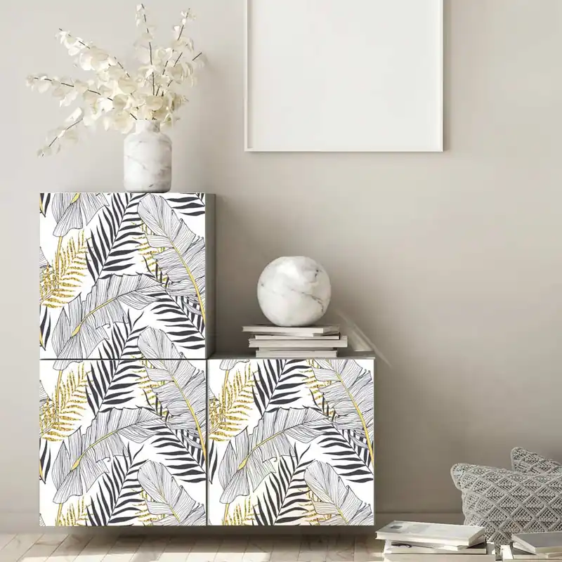 Korting Pellicola adesiva Striped leaves - 40x200 cm