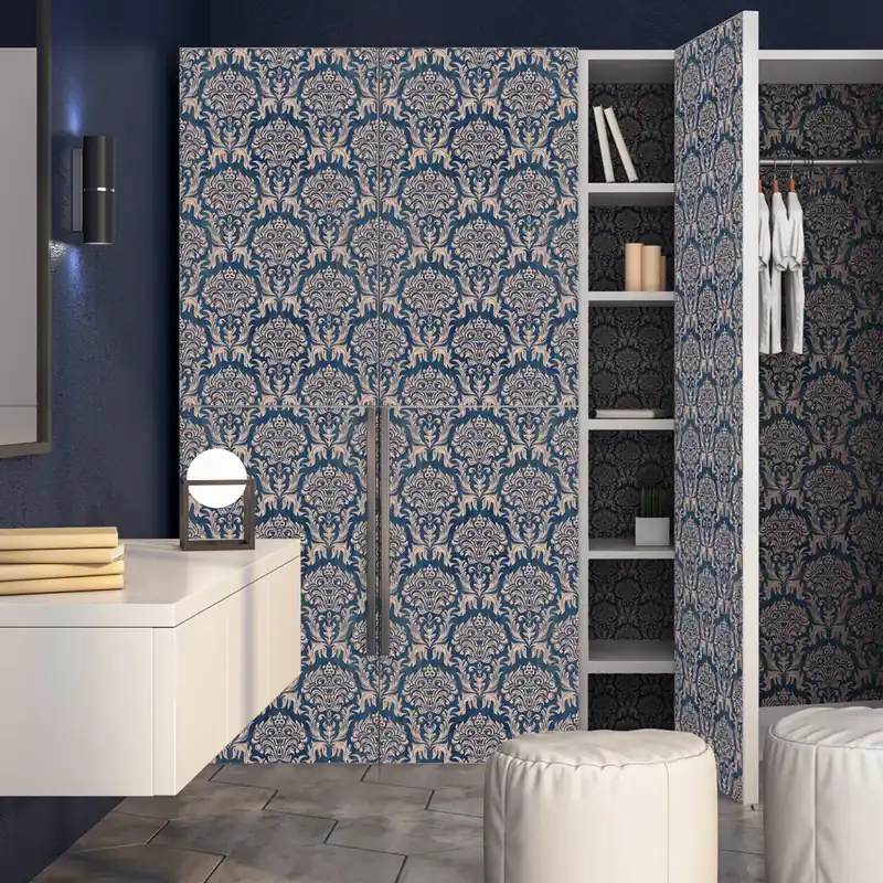 Laatste Kans Pellicola adesiva Damascato blu - 40x200 cm