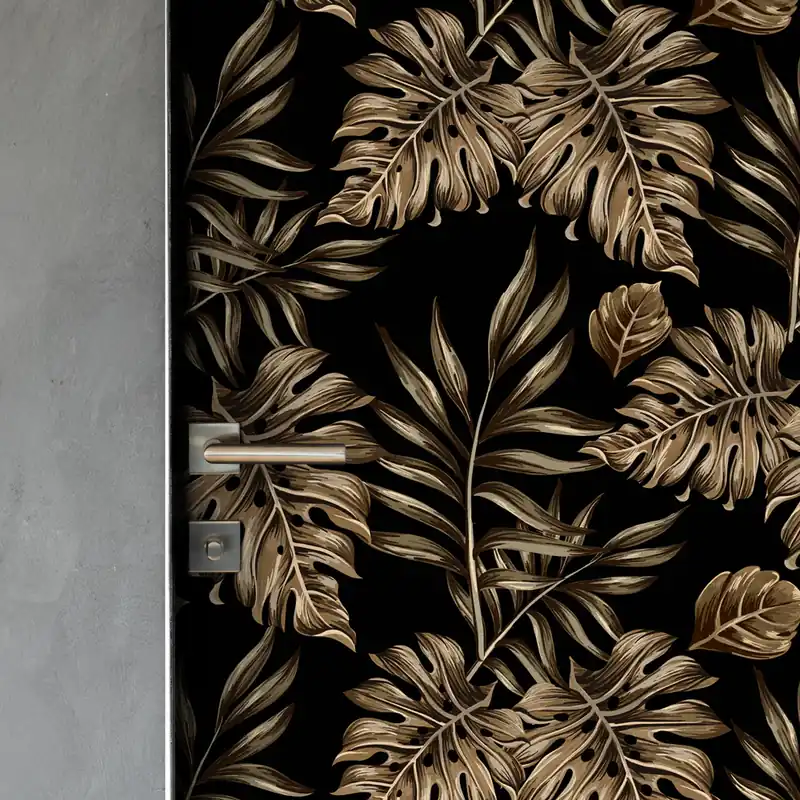 Tijdelijk Beschikbaar Pellicola adesiva Palm on black - 40x200 cm