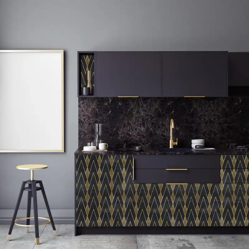Betaalbaar Pellicola adesiva Black Geometric - 40x200 cm