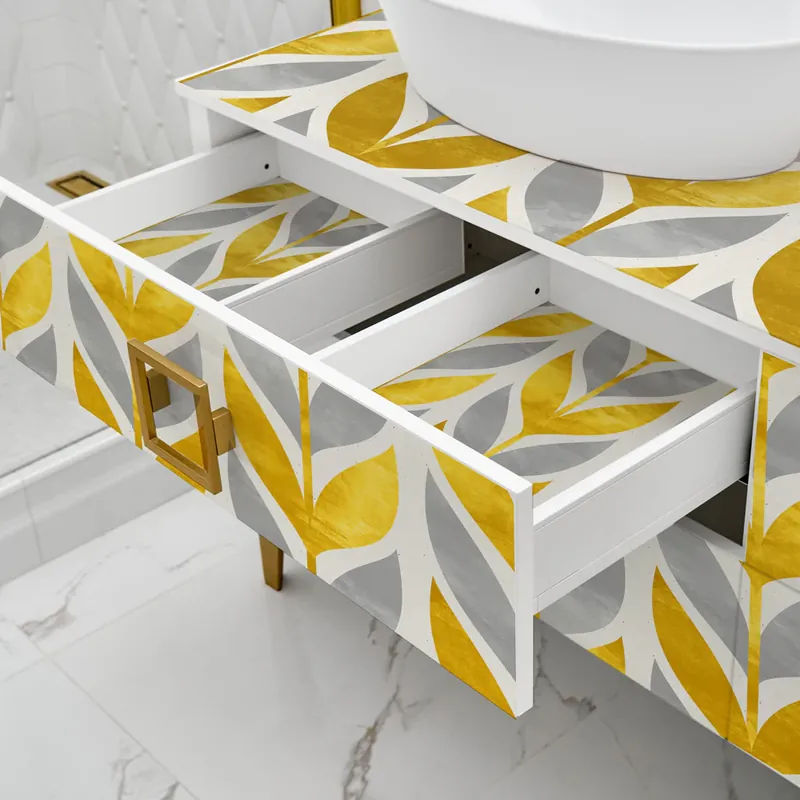 Pellicola adesiva Yellow and gray flowers - 40x200 cm Korting