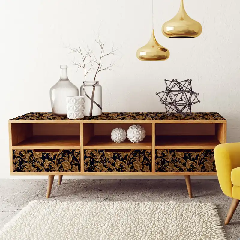Dagaanbieding Pellicola adesiva Damask Ochre - 40x200 cm